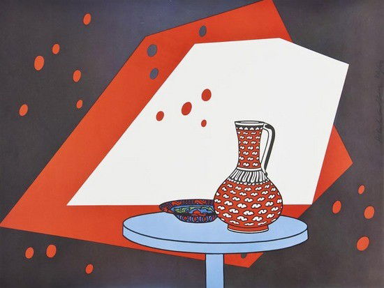 Patrick Caulfield (1936-2005): Patrick Caulfield (1936-2005) Red and White Still Life (Not in C.) offset lithograph printed in colours, 1966, signed and numbered 82/100 in ink, published by The Robert Elkon Gallery, with th