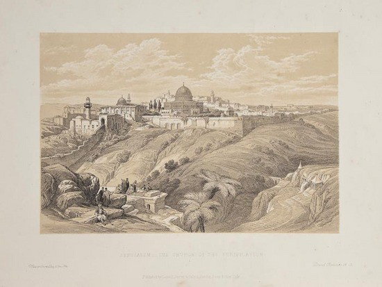 Roberts (David) The Holy Land...: Roberts (David) The Holy Land...with historical descriptions by the Rev. George Croly, 3 vol. in 2, titles in red and black, half title and list of plates to vol. 2 only, 118 plain tinted lith