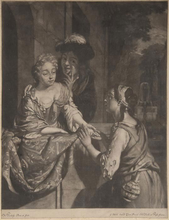 Valck (Gerard) after Nicholas Verkolye The Fortune: Valck (Gerard) after Nicholas Verkolye The Fortune Teller,mezzotint, 310 x 240 mm, Holland, c.1700 § Haynes (Joesph) after William Hogarth, etching, 310 x 380 mm, marginal spotting, 1782, fram
