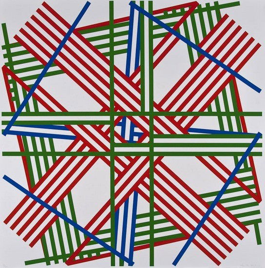 Kenneth Martin (1905-1984) Chance order change, Mi: Kenneth Martin (1905-1984) Chance order change, Milton Park Bsilkscreen printed i n colours, 1981, signed and dated in pencil, numbered from the edition of 80, on wove paper, 945 x 945 mm (37