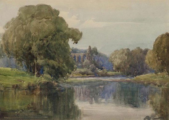 Attributed to Peter de Wint (1784-1849) Bolton Abb: Attributed to Peter de Wint (1784-1849) Bolton Abbey,watercolour, 19 x 26.5cm (7 1/2 x 10 1/4 in); Cattle Rising, Norfolk, pencil on paper, title inscribed lower right, 17 x 25cm (6 3/4 x 9 3/