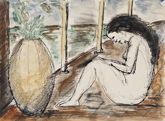 Fernando Gerassi (1899-1974) Seated woman at a win: Fernando Gerassi (1899-1974) Seated woman at a window; Mediterranean landscape; Woodland,3 watercolours with pen and ink on paper, the first 2 signed and dated '34, 23.7 x 32cm (9 1/4 x 12 1/2