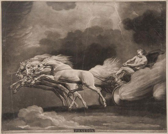 Benjamin Green Phaeton: Benjamin Green Phaeton,mezzotint, after George Stubbs, 1776, published by R.Sayer & J.Bennett, London, 450 x 560mm (17 3/4 x 22 in) § William Ward. The Fruits of Early Industry & Oeconomy, mez