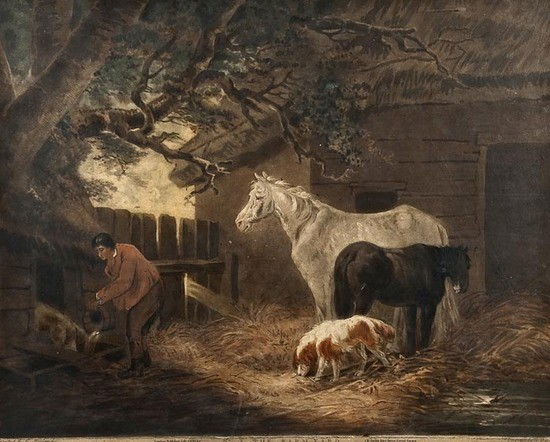 After George Morland No. 5. The Farmyard: After George Morland No. 5. The Farmyardmezzotint, printed with colours, 420 x 530mm, slight surface dirt, framed and glazed, J. R. Smith, 1795. Condition report: Minor surface dirt, and so