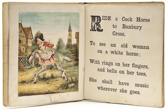 Wells (Mrs. J.M.) Little Folks Living Nursery-Rhym: Wells (Mrs. J.M.) Little Folks Living Nursery-Rhymes Moving Pictures,first edition, 6 hand-coloured moveable illustrations, each image has small tears and restoration, stitching slightly loose