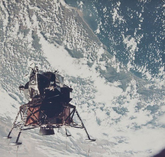 David Scott The Lunar Module "Spider" above the Ea: David Scott The Lunar Module "Spider" above the Earth, Apollo 9, March 1969Vintage chromogenic print, 18.4 x 19.3cm (7 1/4 x 7 5/8in), on "A Kodak Paper", numbered NASA AS9-21-3207 in red in t