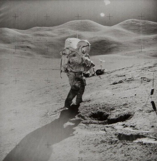 James Irwin David Scott photographs samples on the: James Irwin David Scott photographs samples on the Moon, Apollo 15, August 1971Vintage gelatin silver print, 18.7 x 18.3cm (7 3/8 x 7 1/4in), description verso, numbered NASA AS15-85-11514 in