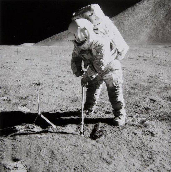 David Scott Close-up of astronaut James Irwin, Mou: David Scott Close-up of astronaut James Irwin, Mount Hadley beyond, Apollo 15, August 1971Vintage gelatin silver print, 18.4 x 18.3cm (7 1/4 x 7 1/4in), description verso, numbered NASA AS15-9