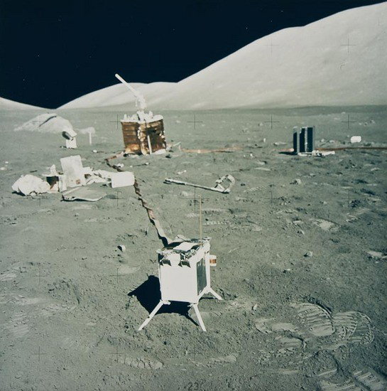 Harrison Schmitt The lunar base camp at Taurus-Lit: Harrison Schmitt The lunar base camp at Taurus-Littrow, Apollo 17, December 1972Vintage chromogenic print, 18.2 x 17.9cm (7 1/8 x 7in), on "A Kodak Paper", numbered NASA AS17-134-20500 in red