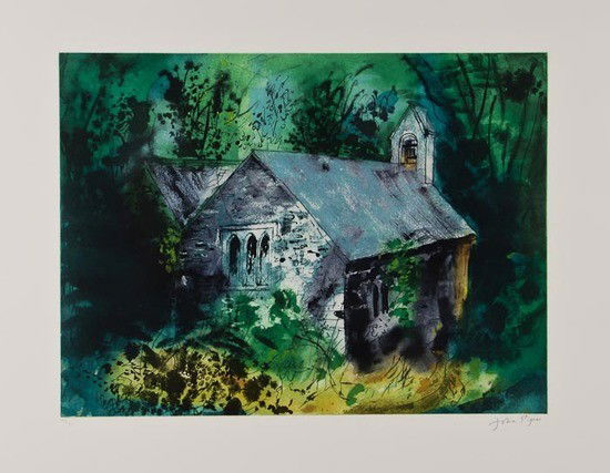 John Piper (1903-1992) Old Church Mynachlogddu (L.: John Piper (1903-1992) Old Church Mynachlogddu (L.399)etching with aquatint printed in colours, 1987, signed in pencil, numbered 46/70, printed by Kelpra Studio, London, with their blindstamp,