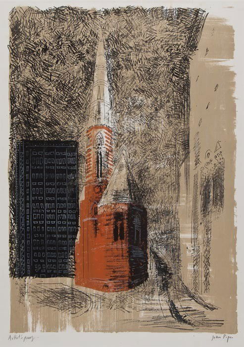 John Piper (1903-1992) St Mary's Paddington by G.E: John Piper (1903-1992) St Mary's Paddington by G.E. Street (L.145)lithograph printed in colours, 1964, signed and inscribed Artist's proof in pencil, aside from the edition of 70, on wove pape