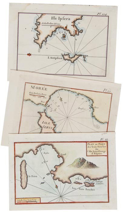 Mediterranean.- A mixed group of maps and plans: Mediterranean.- A mixed group of maps and plans,including 43 maps by Joseph Roux, from 'Plans et Rades de la Méditerraneé', and others by or after Tardieu, Bernard, Gouffier, and others, engra