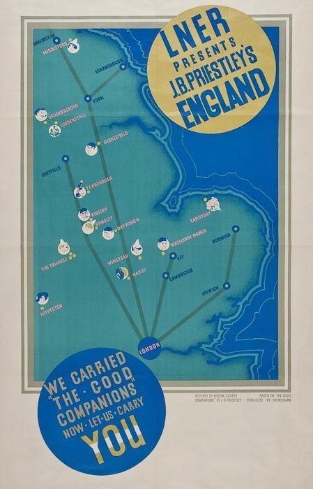 COOPER, Austin (1890-1964) LNER presents J.B.PRIES: COOPER, Austin (1890-1964) LNER presents J.B.PRIESTLEY'S ENGLANDlithograph in colours, printed by Ben Johnson & Co., Ltd., York, cond B, not backed 40 x 25in. (102 x 64cm.)
