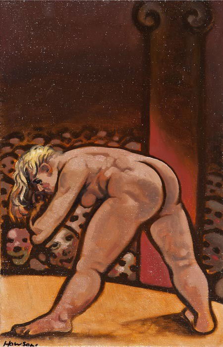 Peter Howson OBE (b.1958) Stripper: Peter Howson OBE (b.1958) Stripper,oil on canvas, signed lower left, 43 x 28cm. (17 x 11 in). IMPORTANT: This lot is sold subject to Artists Resale Rights,