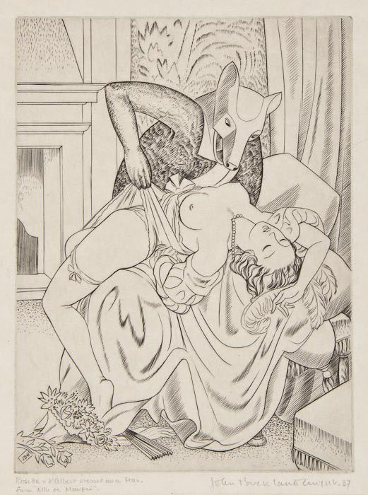 John Buckland-Wright (1897-1954) Rosette & d'Alber: John Buckland-Wright (1897-1954) Rosette & d'Albert dressed as a Bearengraving, 1937, signed, titled and dated in pencil, from Mille de Maupin, on wove paper, with full margins, 172 x 130 mm