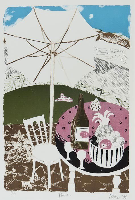 Mary Fedden (b.1915) Picnic: Mary Fedden (b.1915) Picniclithograph printed in colours, 1999, signed, titled and dated in pencil, numbered 66/75, on wove paper with full margins, 580 x 395 mm (22 7/8 x 15 1/2 in)