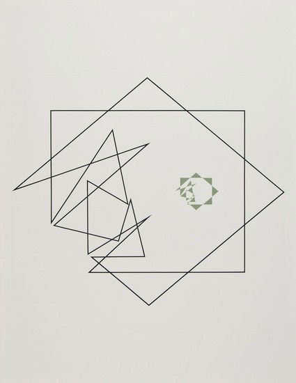 Max Bill ( 1908-1994) Construction in two parts: Max Bill ( 1908-1994) Construction in two partssilkscreen printed in colours, 1973, signed in pencil, numbered 14/150, on wove paper, the full sheet, 845 x 660mm (33 1/4 x 26in)