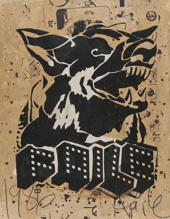 FAILE Faile Dog 5: FAILE Faile Dog 5silkscreen printed in colours, 2006, signed and inscribed in pencil, numbered 11/14 in red ink verso, on wove paper, the full sheet printed to the edges, sheet 635 x 480 mm