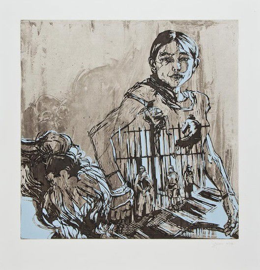 Swoon (b. 1977) Argentina: Swoon (b. 1977) Argentinaetching with silkscreen printed in colours, 2008, signed in pencil, from the edition of 95, published by The Black Rat Press, London, with their blindstamp, on Moulin