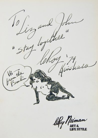 Neiman (LeRoy) Art & Life Style: Neiman (LeRoy) Art & Life Style,first edition, inscribed by the author "To Liz and John 'stay together' LeRoy '74 Kinshasa" in black felt tip pen on half-title with accompnying sketch of naked