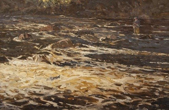 Norman Wilkinson (1878-1971) The North Tyne, above: Norman Wilkinson (1878-1971) The North Tyne, above Hexham,Oil on canvas Signed lower right 51 x 76 cm (20 x 30 in) IMPORTANT: This lot is sold subject to Ar