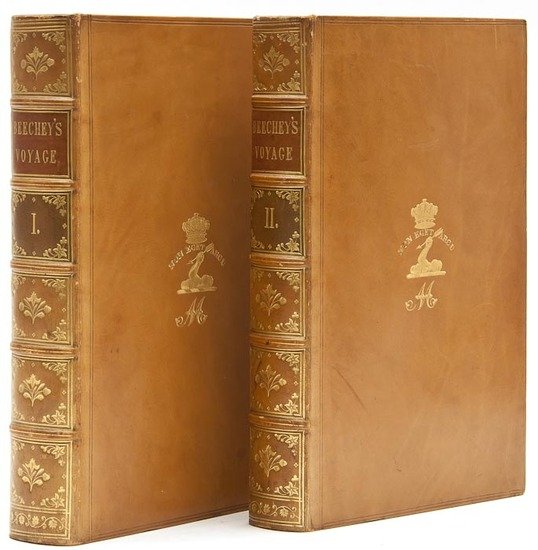 (Capt. Frederick William) Narrative of a Voyage to: Beechey (Capt. Frederick William) Narrative of a Voyage to the Pacific and Beering's Strait, 2 vol., second edition, half-titles, 23 plates (engraved, aquatint, wood-engraved and lithograph),