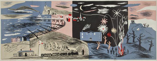 John Piper (1903-1992) Nursery Frieze II (L.9): John Piper (1903-1992) Nursery Frieze II (L.9)autolithograph printed in colours, 1936, printed by Waterlow and Sons, published by Contemporary Lithographs Ltd., London, on machine-made lithogr