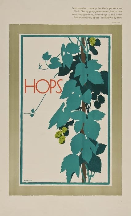 NEWBOULD, Frank HOPS, London Underground: NEWBOULD, Frank HOPS, London Undergroundlithograph in colours, 1922, printed by Adams Bros & Shardlow Ltd., London, not backed 40 x 25ins. (102 x 64cm.)