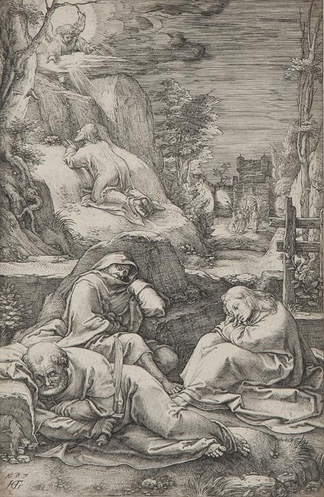 Hendrik Goltzius (1558-1617) [The Passion]: Hendrik Goltzius (1558-1617) [The Passion],3 plates only (of 12), including Plate 2: Christ praying on the Mount of Olives at Gethsemane, [Holl. 22.I; B. III.20.28], Plate 4: Christ before Cai