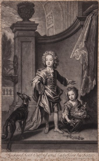 A mixed group of prints: A mixed group of prints,including John Smith's mezzotint of Richard Lord Clifford and Lady Jane, after Kneller, a small group of music sheets, Player's cigarette cards, and a small group of s