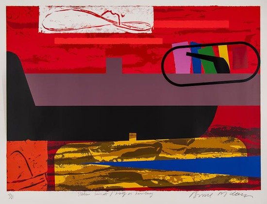 Bruce McLean (b.1944) Soldat; Sombre Sombrero / Bo: Bruce McLean (b.1944) Soldat; Sombre Sombrero / Bouyant Beret & Stetson Sunset / Half a Hombergthree silkscreens printed in colours, 1989, each signed and titled in pencil, numbered 39/75, 12