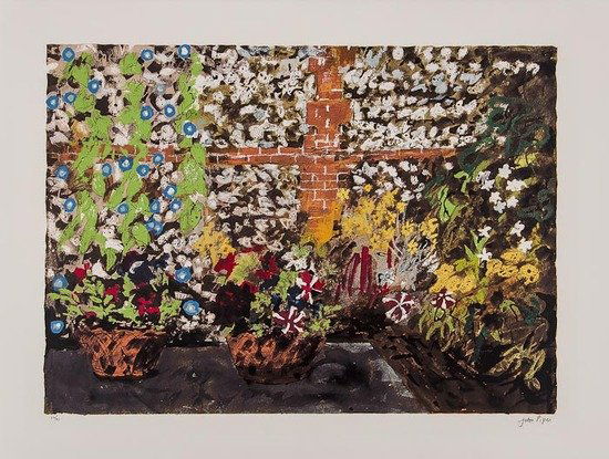 John Piper (1903-1992) Terrace with Morning Glory: John Piper (1903-1992) Terrace with Morning Glory (l.393)screenprint in colours, 1987, signed in pencil, numbered 27/70, printed by Kelpra Studios, London, published by Marlborough Fine Art, L