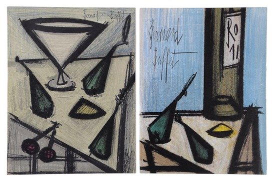 Bernard Buffet (1928-1999) Still Life & Nature Mor: Bernard Buffet (1928-1999) Still Life & Nature Morte a la Bouteilletwo lithographs printed in colours, 1967, both printed by Mourlot Freres, Paris, both on wove paper, the full sheets printed