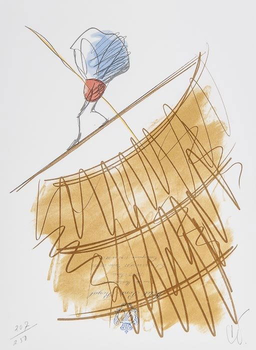 Claes Oldenburg (b.1929) Shuttlecock on a High Wir: Claes Oldenburg (b.1929) Shuttlecock on a High Wirelithograph printed in colours, 1995, initialled in pencil, numbered 207/250, on wove paper, the full sheet printed to the edges, within the b