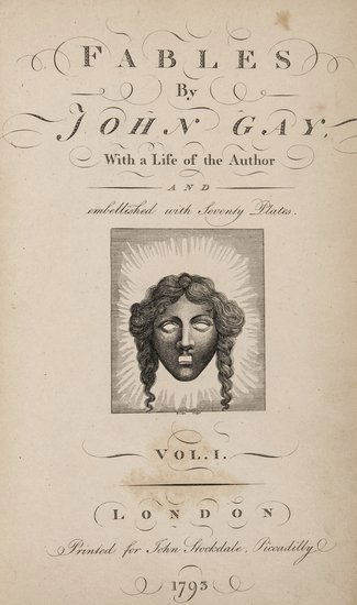 Gay Fables: Gay Fables,2 vol., first edition with these illustrations, engraved frontispiece, vignette titles and 67 plates by William Blake and others, list of subscribers at end of vol.2, some light fox