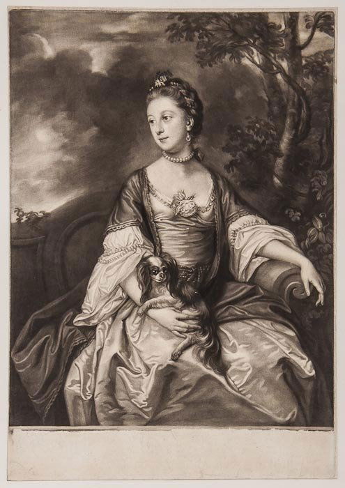 James McArdell (1729-1765) Lady Caroline Russell: James McArdell (1729-1765) Lady Caroline Russell,mezzotint, after Reynolds, 1759, [Chaloner Smith, 160], 360 x 250mm. (14 1/4 x 9 7/8 in); with John Raphael Smith's mezzotint portrait of Schoo