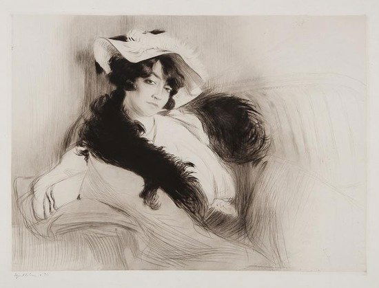 Edgar Chahine (1874-1947) Elvira: Edgar Chahine (1874-1947) Elvira,etching with drypoint on Japan paper, [Tabanelli 165], 1906, signed in pencil and numbered 32 from an edition of 50, lower left, 360 x 495mm. (14 1/4 x 19 1/2