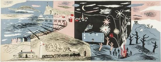 John Piper (1903-1992) Nursery Frieze II (L.9): John Piper (1903-1992) Nursery Frieze II (L.9)autolithograph printed in colours, 1936, printed by Waterlow and Sons, published by Contemporary Lithographs Ltd., London, on machine-made lithogr