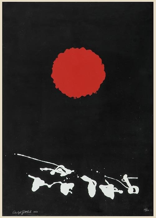 Adolph Gottlieb (1903-1974) Black Ground - Red Dis: Adolph Gottlieb (1903-1974) Black Ground - Red Discscreenprint in colours, 1966, signed and dated in white pen, numbered 15/50, on wove paper, with full margins, sheet 730 x 515 mm (28 3/4 x