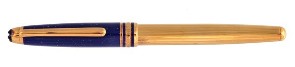 Montblanc Meisterstuck, Ramses II, a vermeil and l: Montblanc Meisterstuck, Ramses II, a vermeil and lapis lazuli fountain pen, with lapis lazuli cap, fluted vermeil barrel, and vermeil detail, two toned 18 carat gold nib, cartridge converter,