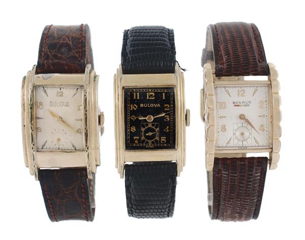 Bulova, a 1930s gold filled and stainless steel Ri: Bulova, a 1930s gold filled and stainless steel Right Angle watch, no. 69698, the two piece asymmetrical watch with facetted glass, and stepped sides with enamel border, the champagne dial wi
