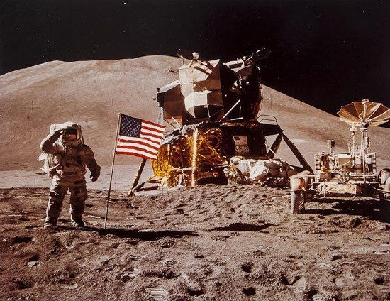 James Irwin: James Irwin David Scott salutes the U.S. flag near the Lunar Module, Apollo 15, August 1971 Large-format vintage chromogenic print, 21.5 x 27cm (8 1/2 x 10 3/4in), mounted on card as issued,