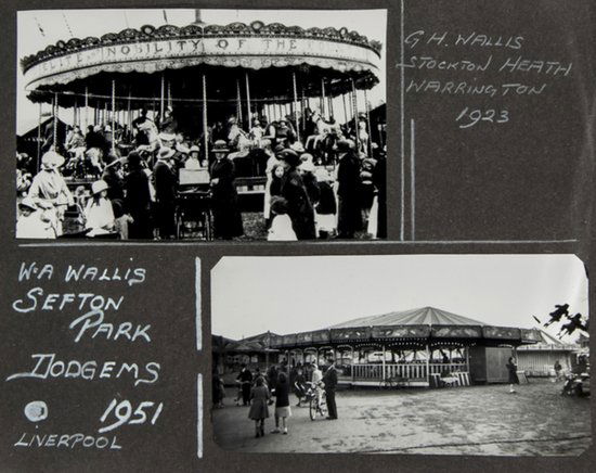 Fairgrounds.-: Fairgrounds.- with c. 250 photographs (reprints and copy prints) documenting fair organs, carousels and other attractions, each 82 x 127mm., some with the copyright stamp of William Keating of
