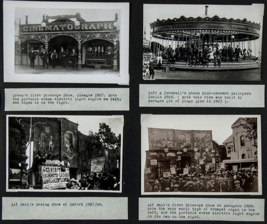 Fairgrounds.-: Fairgrounds.- Collection of 4 albums, containing c. 670 photographs (reprints and copy prints) documenting a wide variety of bioscopes, switchback rides, gallopers, steam yachts, organs and tr
