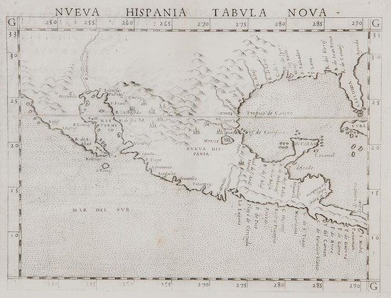 Ruscelli (Girolamo) Nueve Hispania Tabula Nova: Ruscelli (Girolamo) Nueve Hispania Tabula Nova,early regional map of the southern half of the United States and Mexico, including Florida and Cuba, an enlarged version of Giacomo Gastaldi's ma