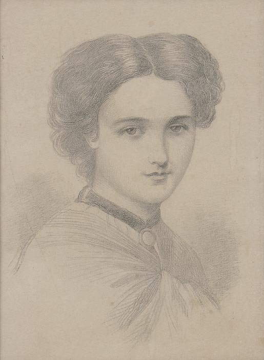 19th century Continental School Portrait of Marie: 19th century Continental School Portrait of Marie Feodorovna,Princess Dagmar of Denmark and Empress Consort of Czar Alexander III of Russia, pencil drawing, 24 x 17cm (9 1/2 x 6 3/4 in).