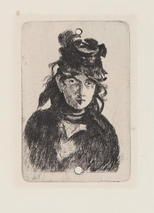 Edouard Manet (1832-1883) Berthe Morisot: Edouard Manet (1832-1883) Berthe Morisot,etching, [G.59], 1872 but from the 1910 issue for Manet and the Impressionists with the cancellation marks, 117 x 80mm. (4 5/8 x 3 1/8 in), unframed.</
