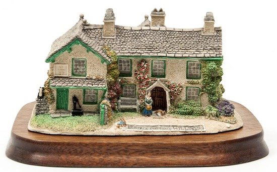 Border Fine Arts.- Wawrzesta (Richard) 'Hilltop Co: Border Fine Arts.- Wawrzesta (Richard) 'Hilltop Cottage',one of a limited edition hand-painted sculpture, depicting a tableau Hilltop Cottage, with loose wooden base as issued, original publis