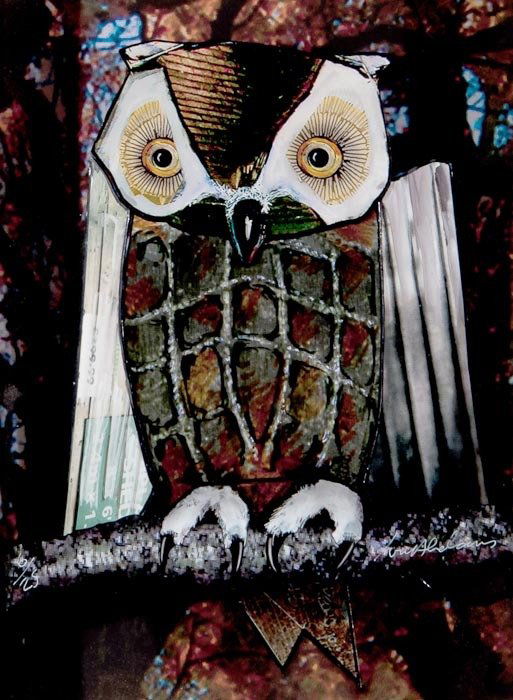 Ivor Abrahams (b.1935) Owl: Ivor Abrahams (b.1935) Owllithograph on steel, signed in white ink, numbered 6/25, in artist's frame box construction, overall size 482 x 380 mm (19 x 15 in)