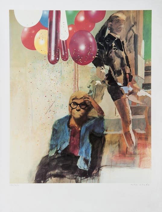 Sir Peter Blake (b.1932) David Hockney in a Hollyw: Sir Peter Blake (b.1932) David Hockney in a Hollywood/Spanish Interioroffset lithograph printed in colours, signed in pencil, numbered 192/250, on smooth wove paper, with full margins, 450 x
